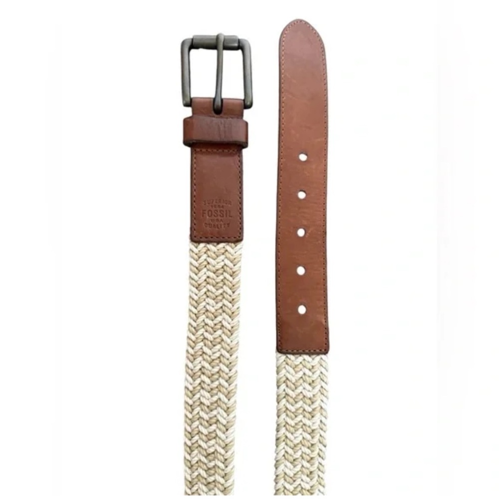 Men's Fossil Tan and Brown Woven Belt size 36
